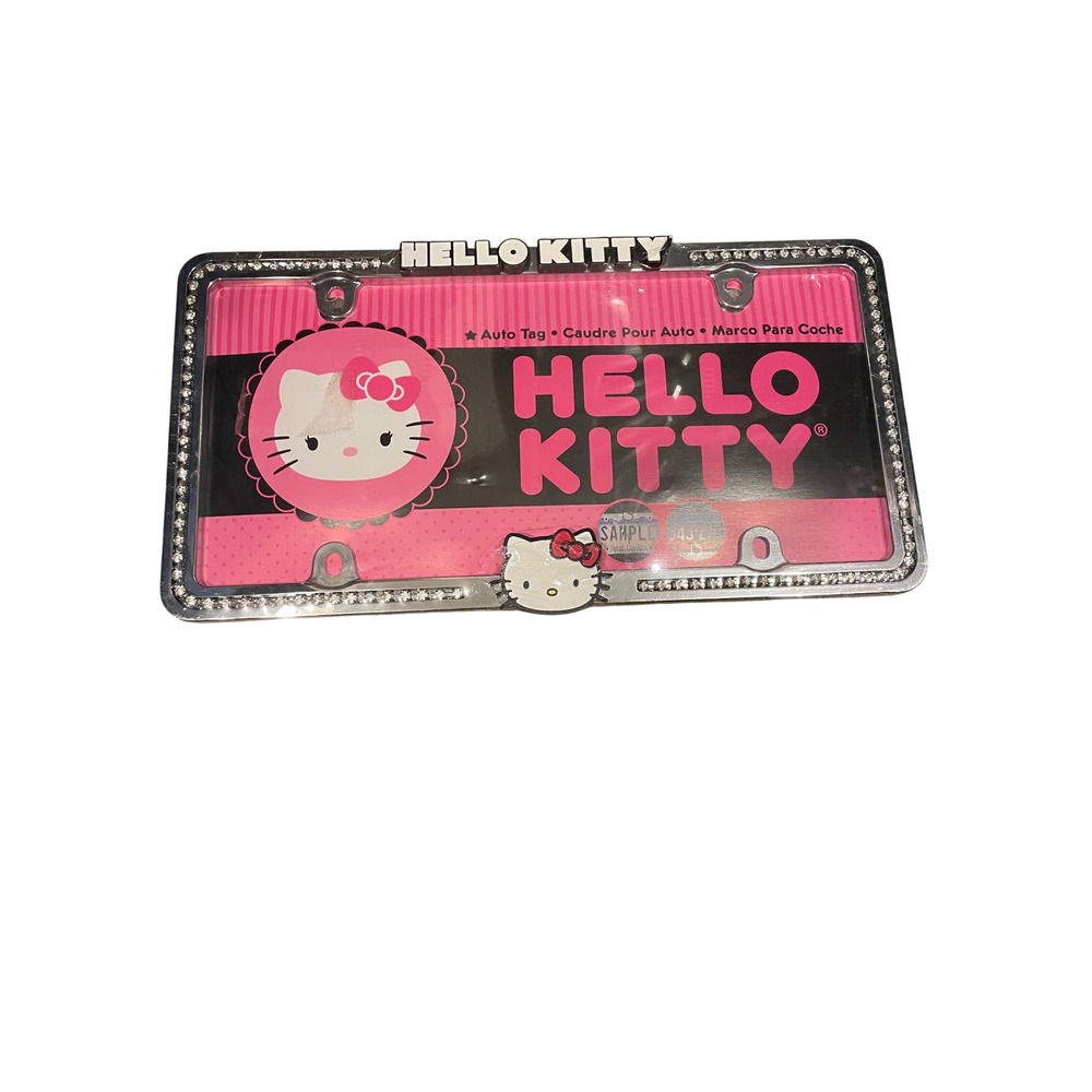Hello Kitty License Plate Frame Chrome Rhinestone Sanrio Chroma Graphics 42512